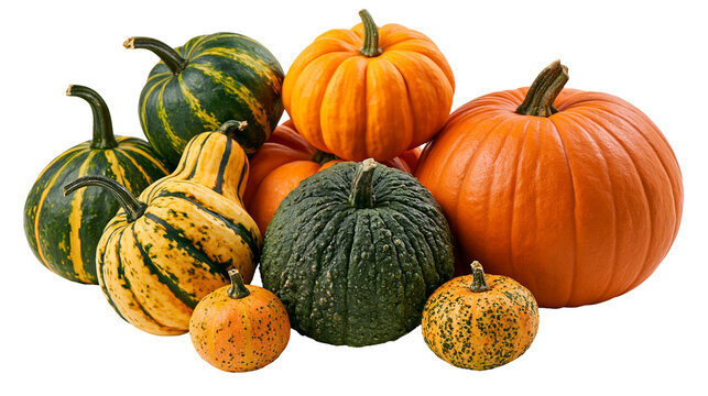 Assorted colorful pumpkins and gourds with varied textures and shapes