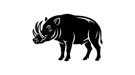 Fototapeta premium Detailed warthog wild boar illustration black and white