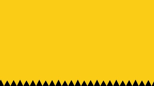 Minimalist graphic background with yellow surface and black jagged bottom border