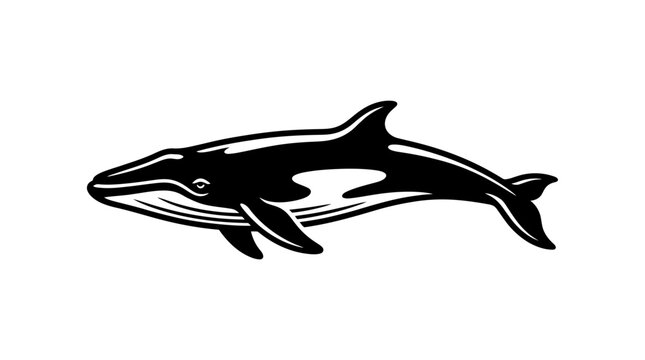 Orca killer whale silhouette woodcut style illustration.