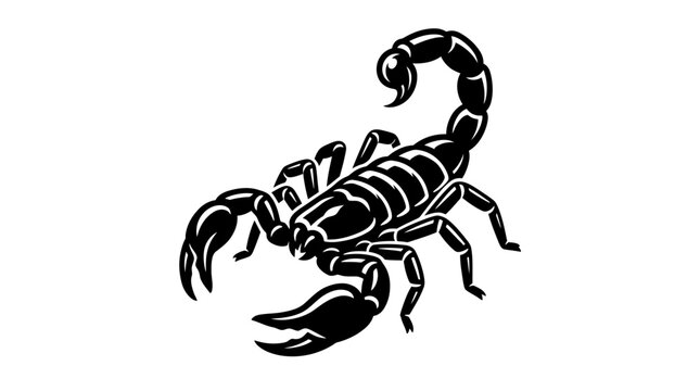 Stylized scorpion with stinger in attacking pose