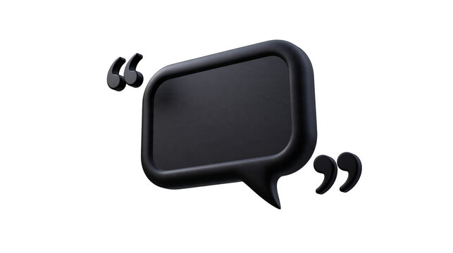 Black rounded rectangular speech bubble with quotation marks