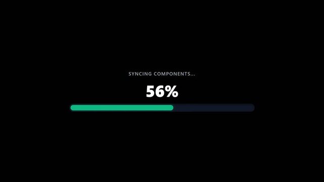 Digital progress bar animation loading process on dark background