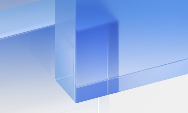 Abstract background design, geometric composition with blue glass cubes, 3d render