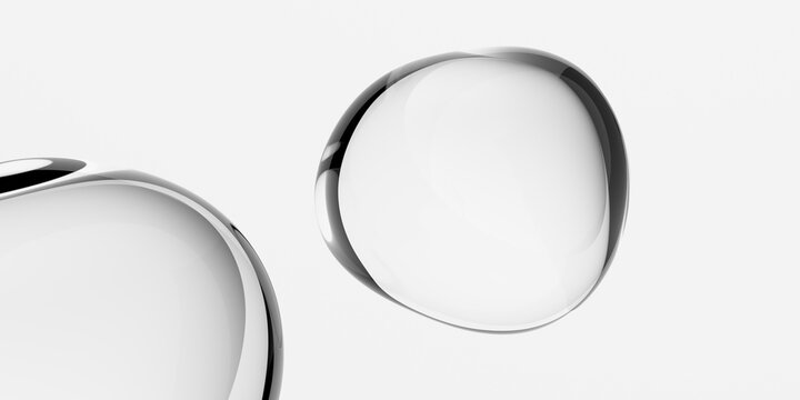 Abstract wavy glass bubbles, 3d render