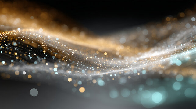Glowing Particle Field Abstract Background &ndash; Bioluminescent Wave Patterns

