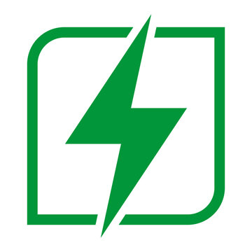 Green Energy Square Leaf Lightning Bolt