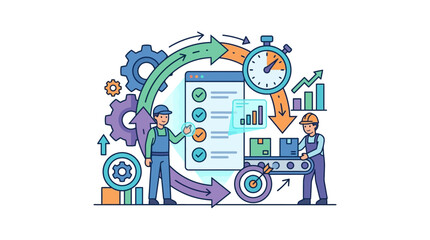 Naklejka premium Supply Chain Management System Text Banner with Clean Style