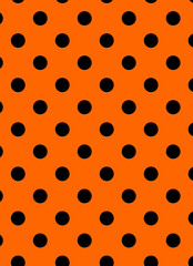 Black Polka Dot Pattern on Orange Background © Annie