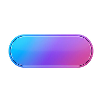 Glossy oval button with vibrant blue and purple gradient color isolated on white background transparent background