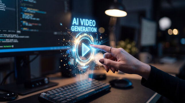 Finger launching automated video generation at a desktop workstation