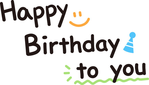 Happy birthday typography and calligraphy vector badge set with celebration elements
