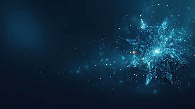 Winter Holiday Snowflake Sparkle. A glowing, intricate snowflake design with shimmering particles evokes the magic of winter holidays and festive celebrations