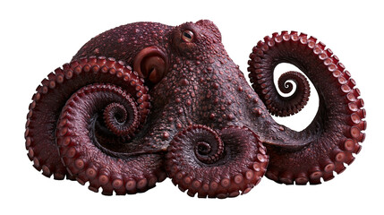 Large dark red octopus with textured skin and curled tentacles © Maria