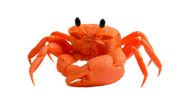 Vibrant orange land crab with textured shell and large pincers