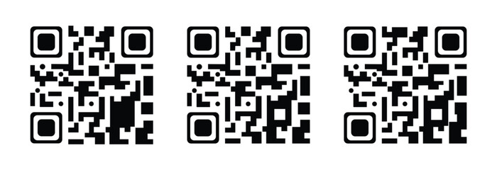 Fototapeta premium QR code icon set vector illustration for quick response code scan, digital payment, barcode scanner, web link, and verification symbol collection in black solid style. Vector illustration