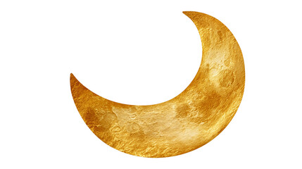 Golden textured crescent moon with cratered surface details © Maria