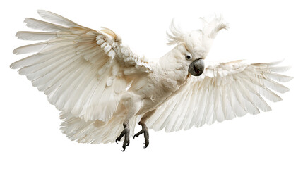 White umbrella cockatoo with spread wings in flight © Maria
