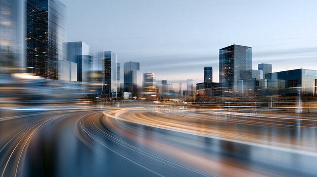 Futuristic Microchip Cityscape &ndash; Circuit Trace Streets with Data Streams of Light

