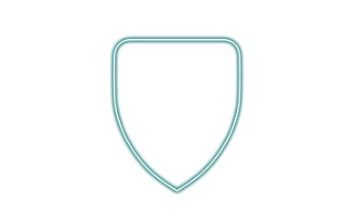Obraz premium Neon glowing shield outline icon isolated on transparent background