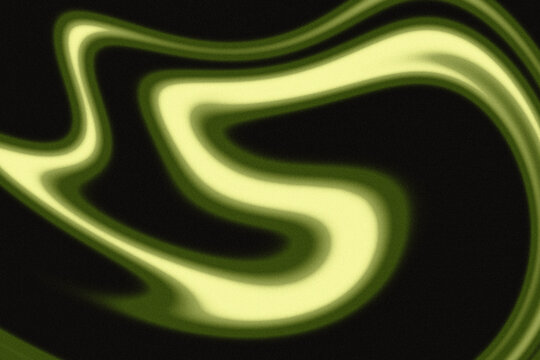 Abstract liquid swirled design featuring glowing green and yellow luminous fluid curves against a dark textured background, creating a moody futuristic aesthetic. Light background