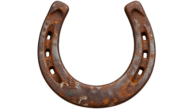 A rusty horseshoe, an ancient symbol of luck and protection. Its worn surface tells a story of weathered journeys and enduring strength