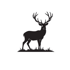 Obraz premium Deer black & white silloutte backround