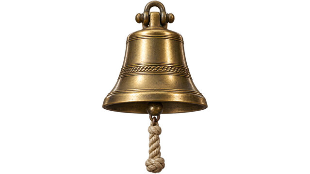 A vintage brass bell with a rope pull, a symbol of communication and tradition
