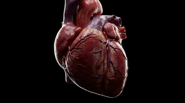 Anatomical human heart with blood vessels