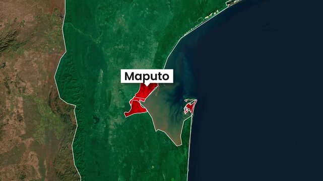 Animated map overlay showing Maputo capital city motion graphics video