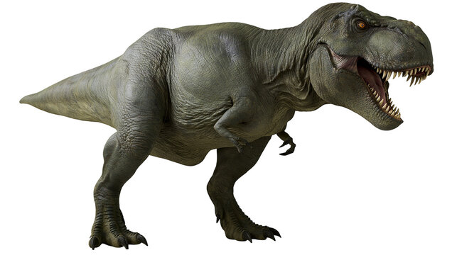 Green Tyrannosaurus Rex dinosaur with sharp teeth and textured scaly skin