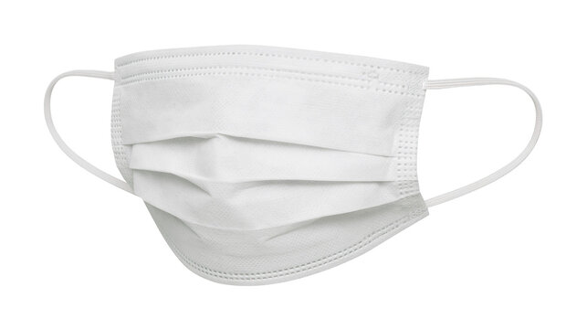 White pleated disposable surgical face mask with elastic ear loops