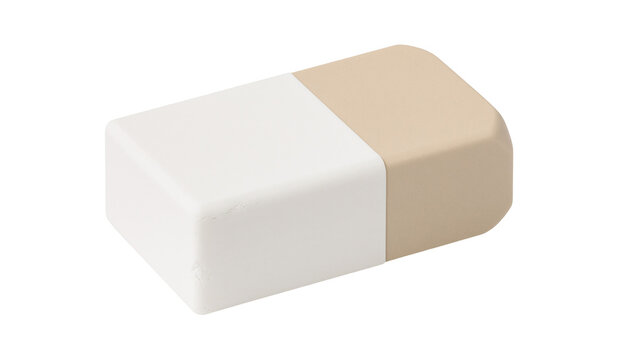 Rectangular dual color white and beige rubber eraser for pencil marks