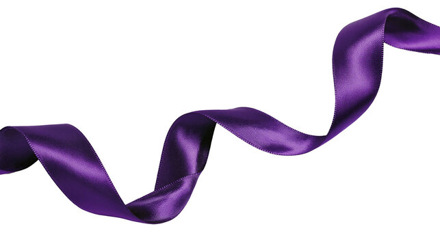Wavy purple satin ribbon strip with smooth texture and glossy sheen