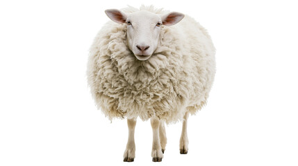 Fluffy white sheep standing and looking forward © Veikko