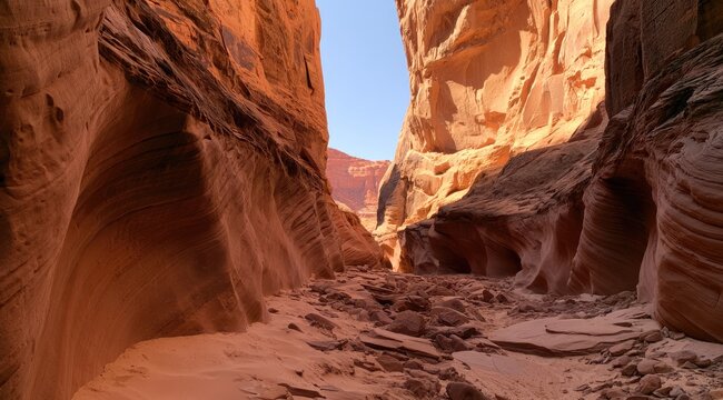Stunning View of a Narrow Red Rock Canyon in the Desert Southwest.