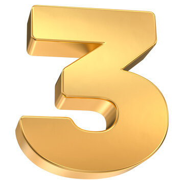 Gold 3D number three
