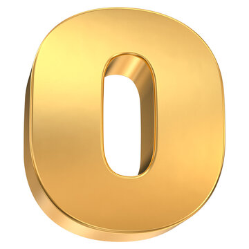 3D gold number zero