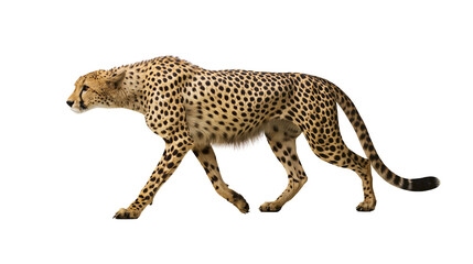 Full body side view of a walking cheetah with spotted fur pattern © Theodore