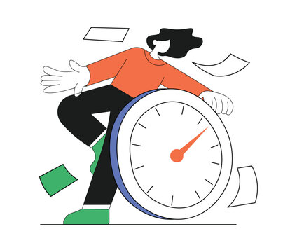 Time Management and Productivity Concept with Woman Carrying Clock