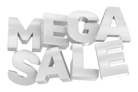 Silver 3D mega sale text