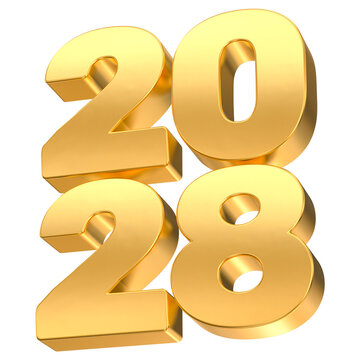 Gold 2028 numbers 3D render