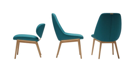 Obraz premium Modern blue office chairs in a row isolated on transparent background