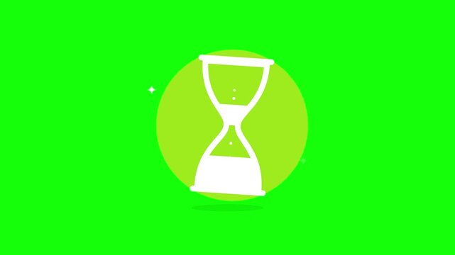 Animated hourglass with sand flowing on green screen for time management and countdown concepts sand timer