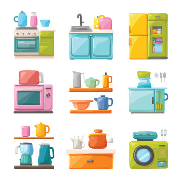 set of household appliances