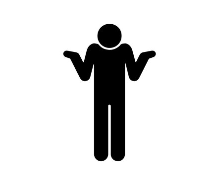 Shrug person vector icon isolated on transparent background cutout