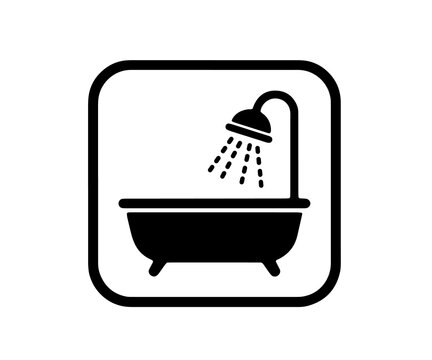 Bathtub and shower isolated on transparent background cutout icon vector symbol