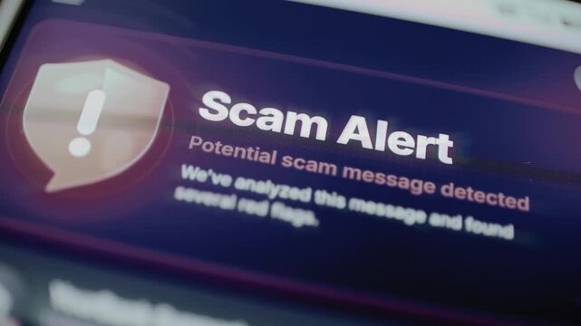 Purple scam alert reports unusual message red flags