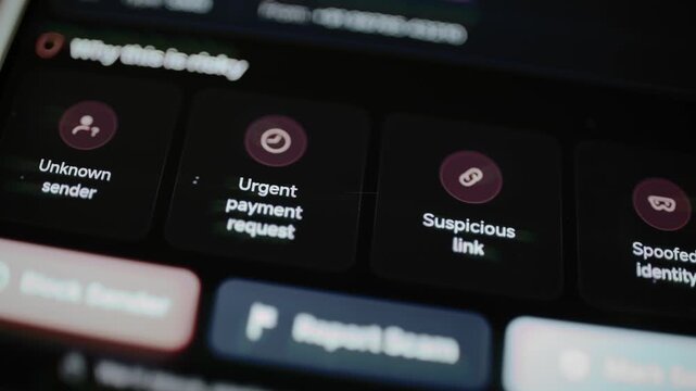Fraud analysis dashboard summarizes four message warning signs