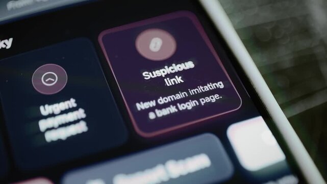 Suspicious link card identifies imitation bank domain